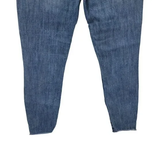 Mother The Stunner Ankle‎ Step Fray Jeans Medium Wash Size 29 Button Fly Stretch